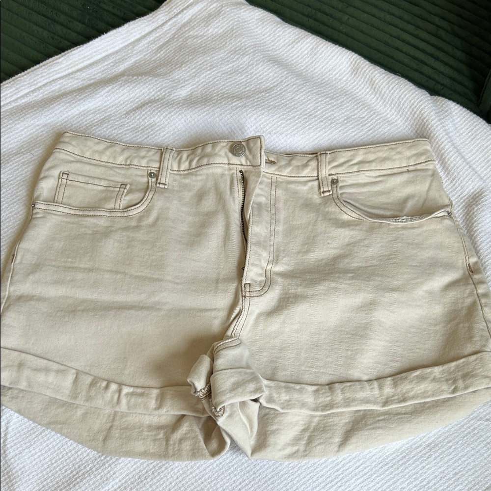 wild fable Cream Rolled-Hem Denim Shorts
